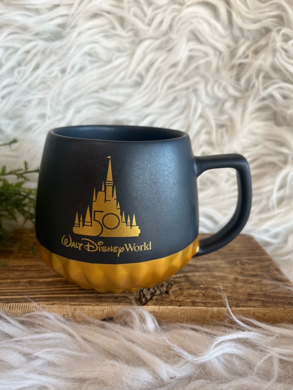 New Disney Starbucks 50th Anniversary Cinderella Castle Black Gold Coffee Mug